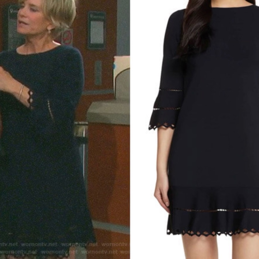 Ted Baker Yazmin Knitted Frill Dress Dark Blue 2 - Picture 2 of 7